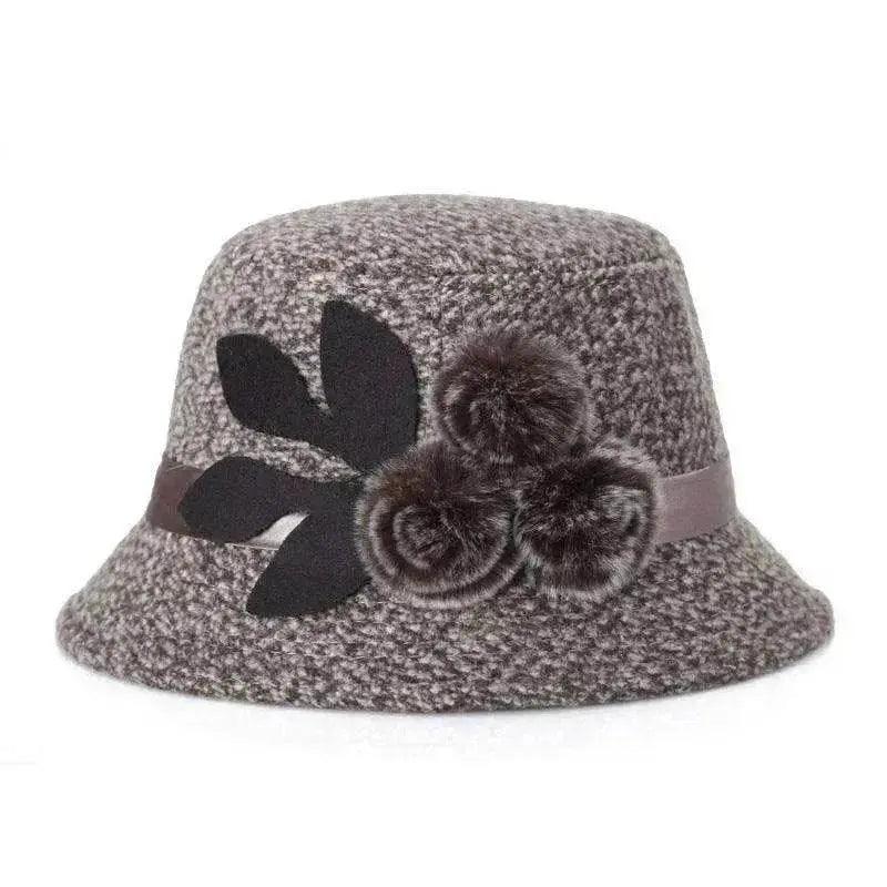 Nuovo cappello da donna in lana francese a tinta unita con fiori a trama piana - EX-STOCK Canada