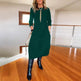 Autumn And Winter New All-matching Solid Color Loose Round-neck Long-sleeved Dress Women - EX-STOCK Canada