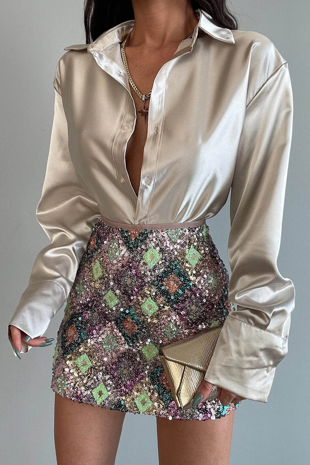 Single-breasted Long Sleeve Lapel Satin Blouse Shirt for work business office - EX-STOCK Canada