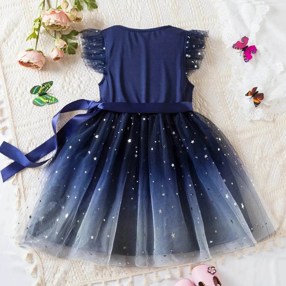 Fashionable Little Girl Starry Princess Dress Tulle Birthday dress Party dress for kids - EX-STOCK Canada