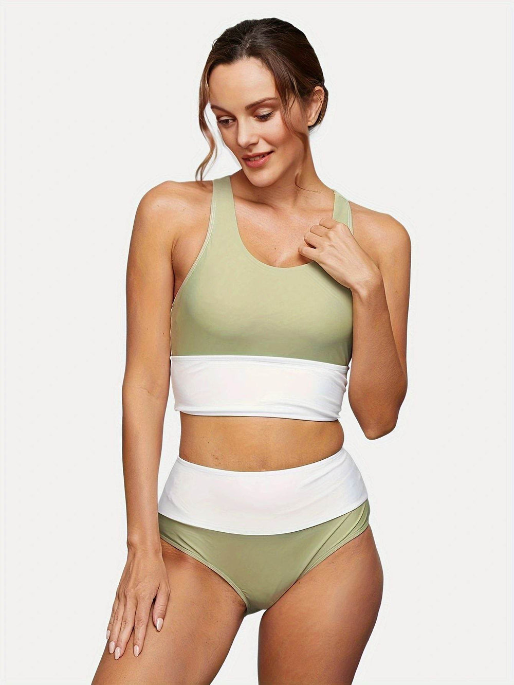 Plus Size Split Swimsuit Printed Zipper Bikini Swimsuit - EX-STOCK Canada