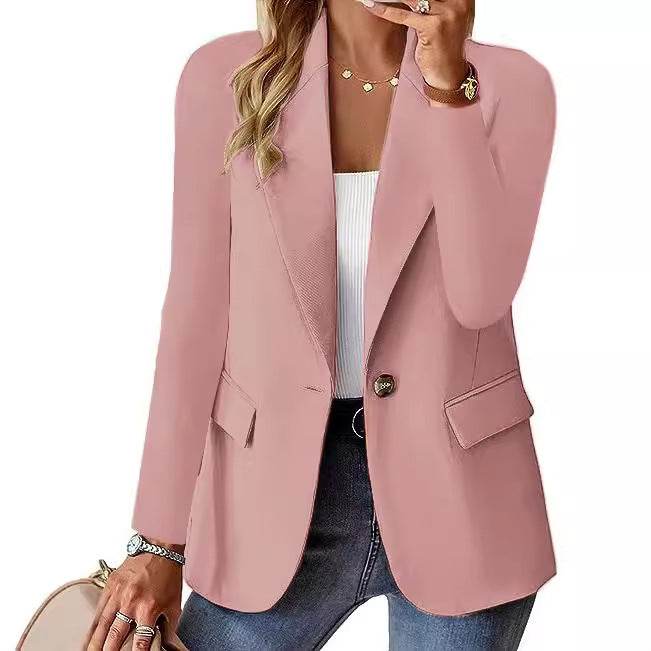 Fashion Casual Women Blazer Long-sleeved Solid Color Casual Cardigan Small Suit Jacket For Women Elegant Office Lady Outerwear - EX-STOCK Canada