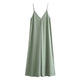 Elegant Women’s Summer Maxi Dress Casual Spaghetti Straps Solid V-Neck Cami Backless Dresses - EX-STOCK Canada