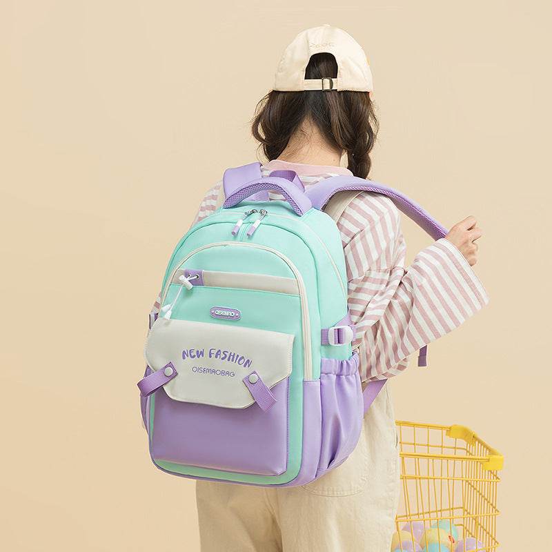 Colorful Contrast Schoolbag – Trendy Backpack for Students - EX-STOCK Canada