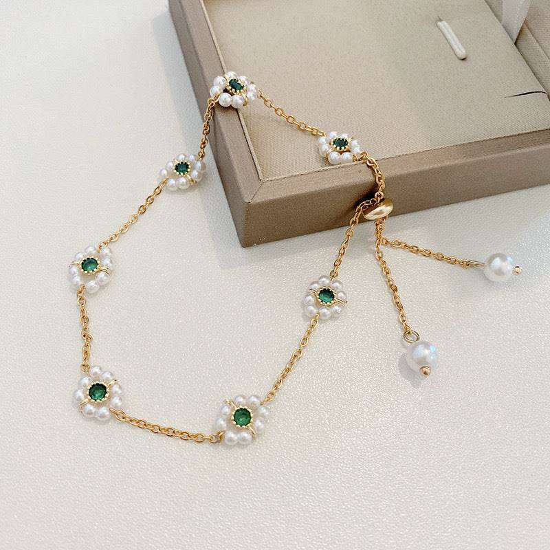 Pearl Flowers Bracelet All-match Fashion Adjustable Chain Bracelet for women - EX-STOCK Canada