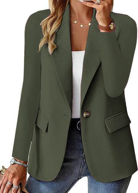 Fashion Casual Women Blazer Long-sleeved Solid Color Casual Cardigan Small Suit Jacket For Women Elegant Office Lady Outerwear - EX-STOCK Canada
