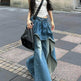 False two piece Denim Skirt High waist Fake 2 piece Skirt jeans pant - EX-STOCK Canada