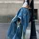False two piece Denim Skirt High waist Fake 2 piece Skirt jeans pant - EX-STOCK Canada