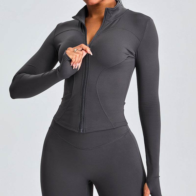 Autumn Winter Long Sleeve Zipper Slim fit Workout Top for women - EX-STOCK Canada