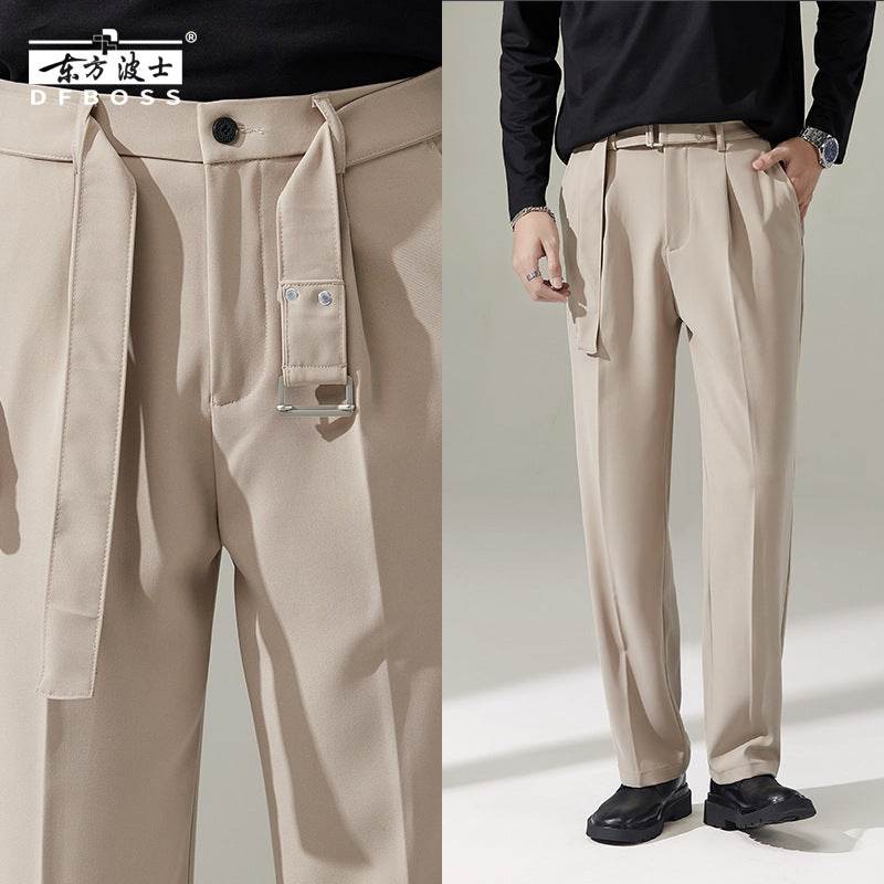Detachable Belt Draping Wide-leg Suit Chinos Trouser For Men - EX-STOCK Canada