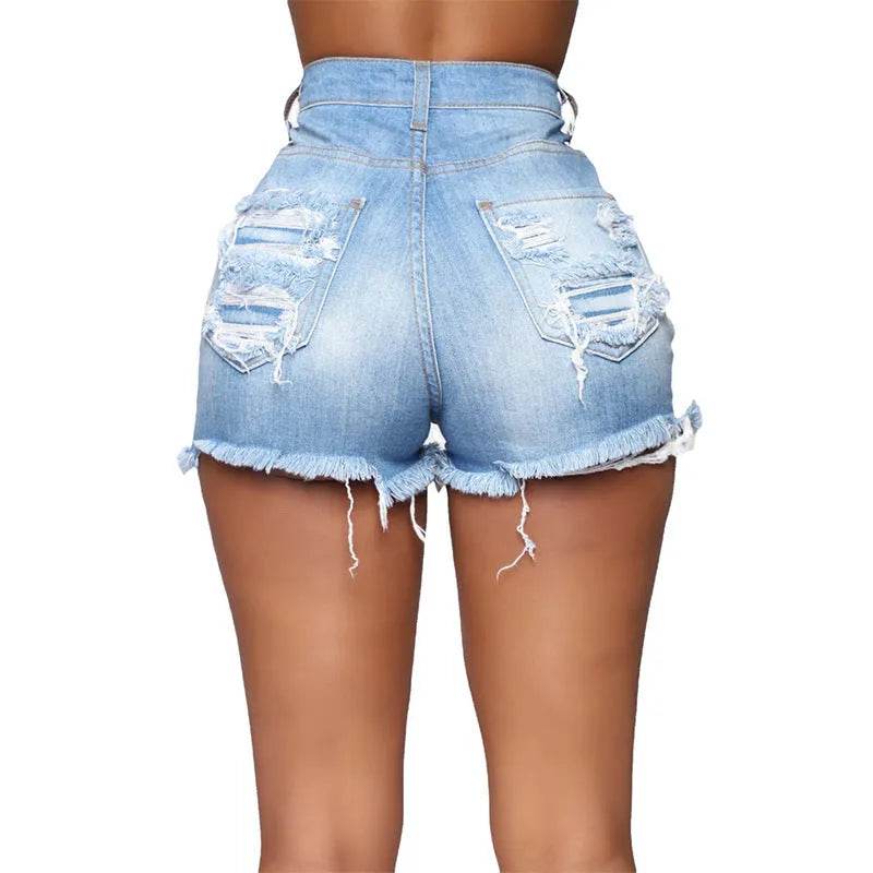 High Elastic Ripped Jeans Denim Shorts For Women - EX-STOCK Canada