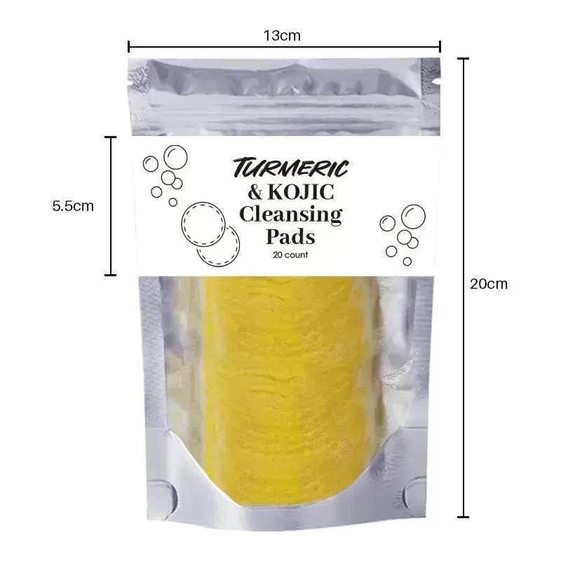 Turmeric and Kojic Exfoliating Cleansing Pads Compressed Facial Sponges Skin Exfoliator For Face Clogged Pores Excess Oil Cleansing - EX-STOCK Canada