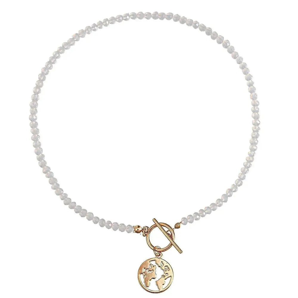 OT Buckle World Map Plate-shaped Pendant Necklace For Women - EX-STOCK Canada