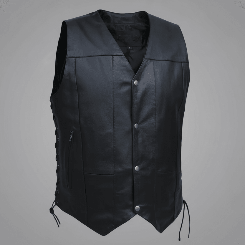 Open Road Herren 10-Taschen-Lederweste