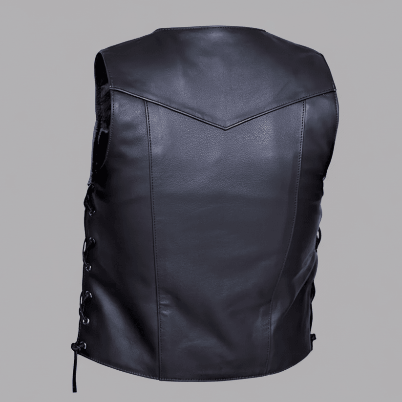 Open Road Herren 10-Taschen-Lederweste