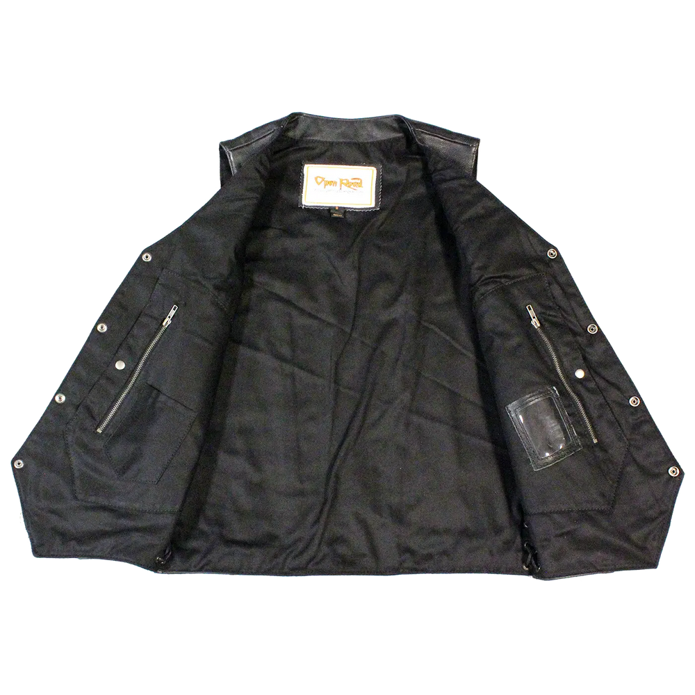 Open Road Herren 10-Taschen-Lederweste