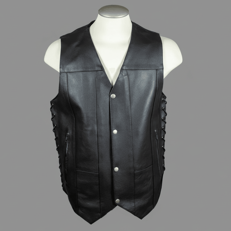 Open Road Herren 10-Taschen-Lederweste