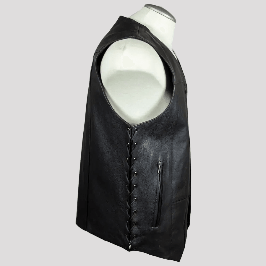 Open Road Herren 10-Taschen-Lederweste