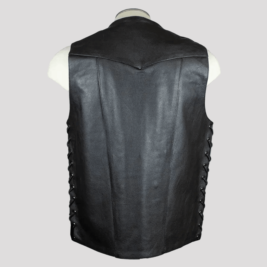 Open Road Herren 10-Taschen-Lederweste