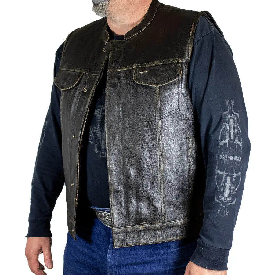 Open Road Men's Distressed Leather Club Vest EX-STOCK Canada