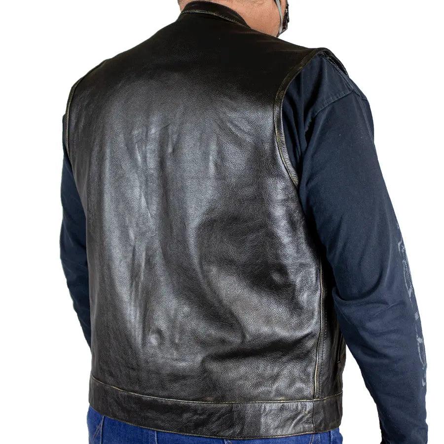 Open Road Men's Distressed Leather Club Vest EX-STOCK Canada