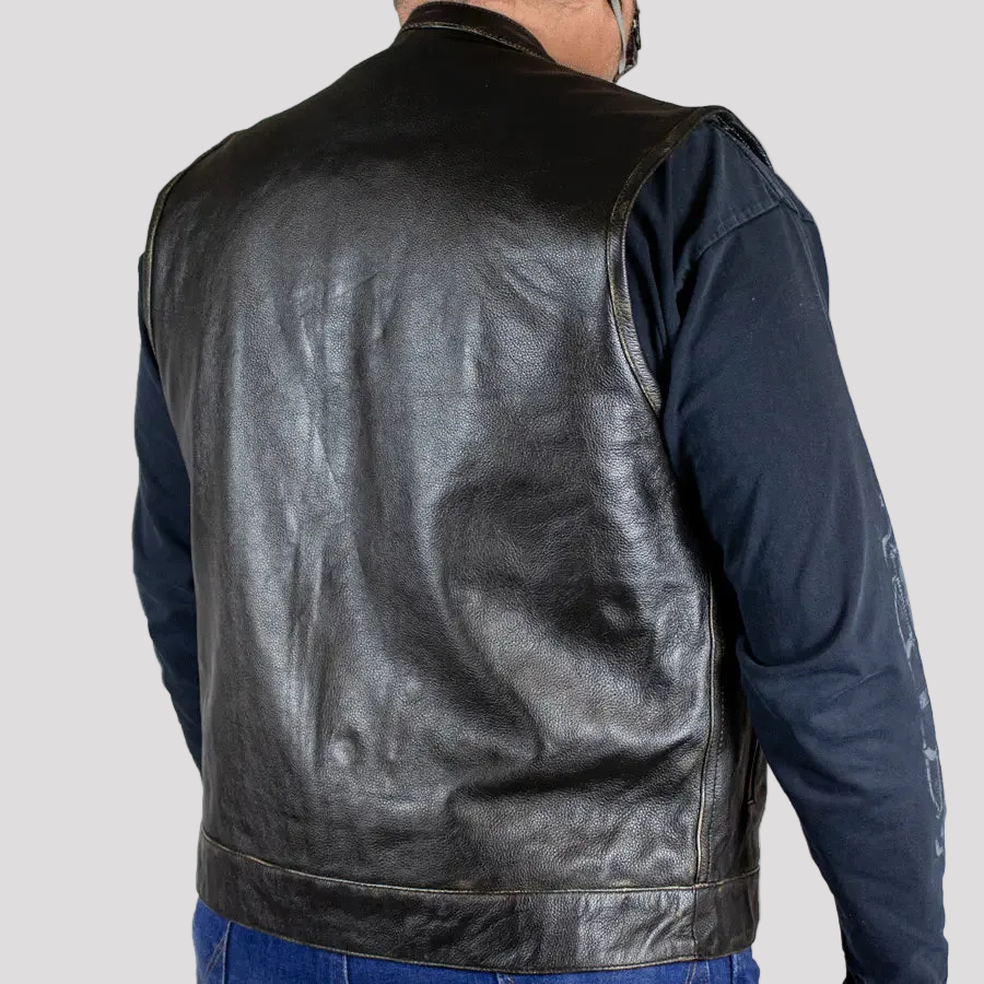 Open Road Men's Distressed Leather Club Vest