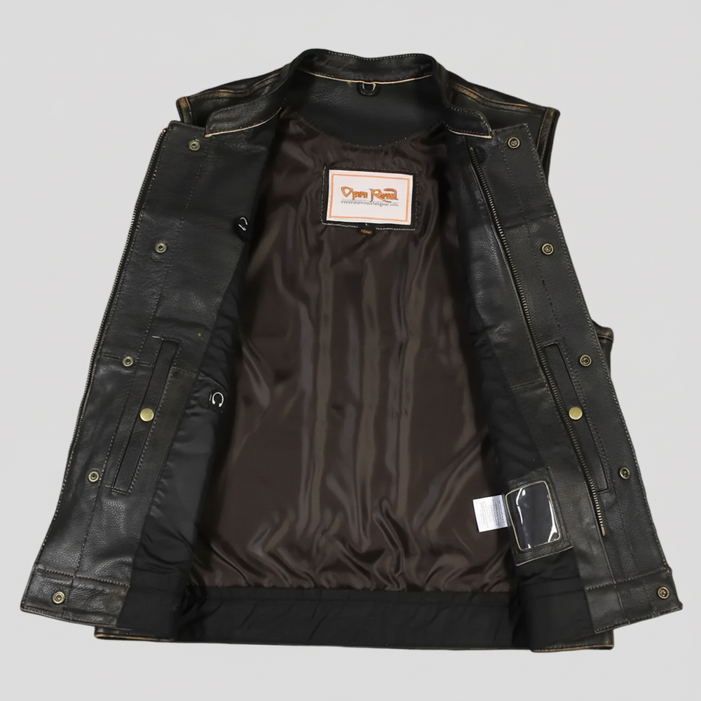 Open Road Men's Distressed Leather Club Vest