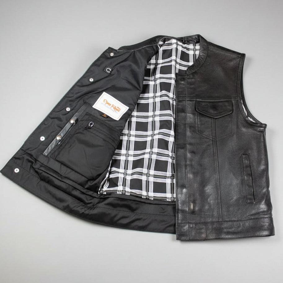Open Road Herren Flanell-gefütterte Lederclubweste%
