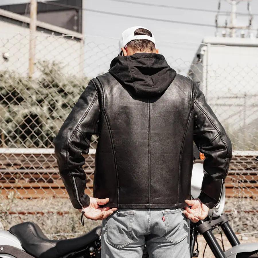 Open Road Herren Kapuzen-Leder-MotorradjackeEX-STOCK Canada