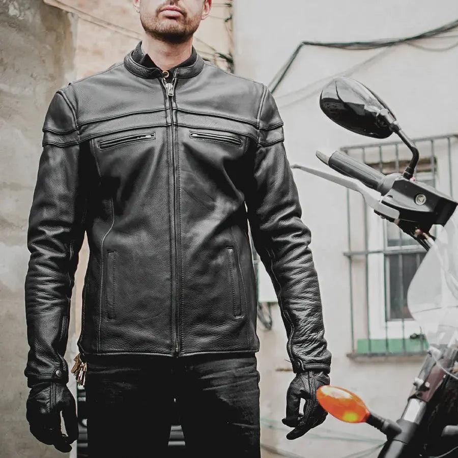 Giacca Moto in Pelle Maverick da Uomo Open RoadEX-STOCK Canada