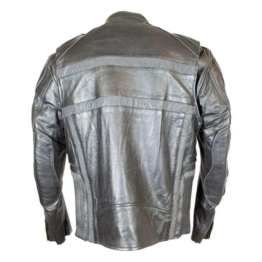 Open Road Herren Leder-Motorradjacke mit reflektierendem Piping