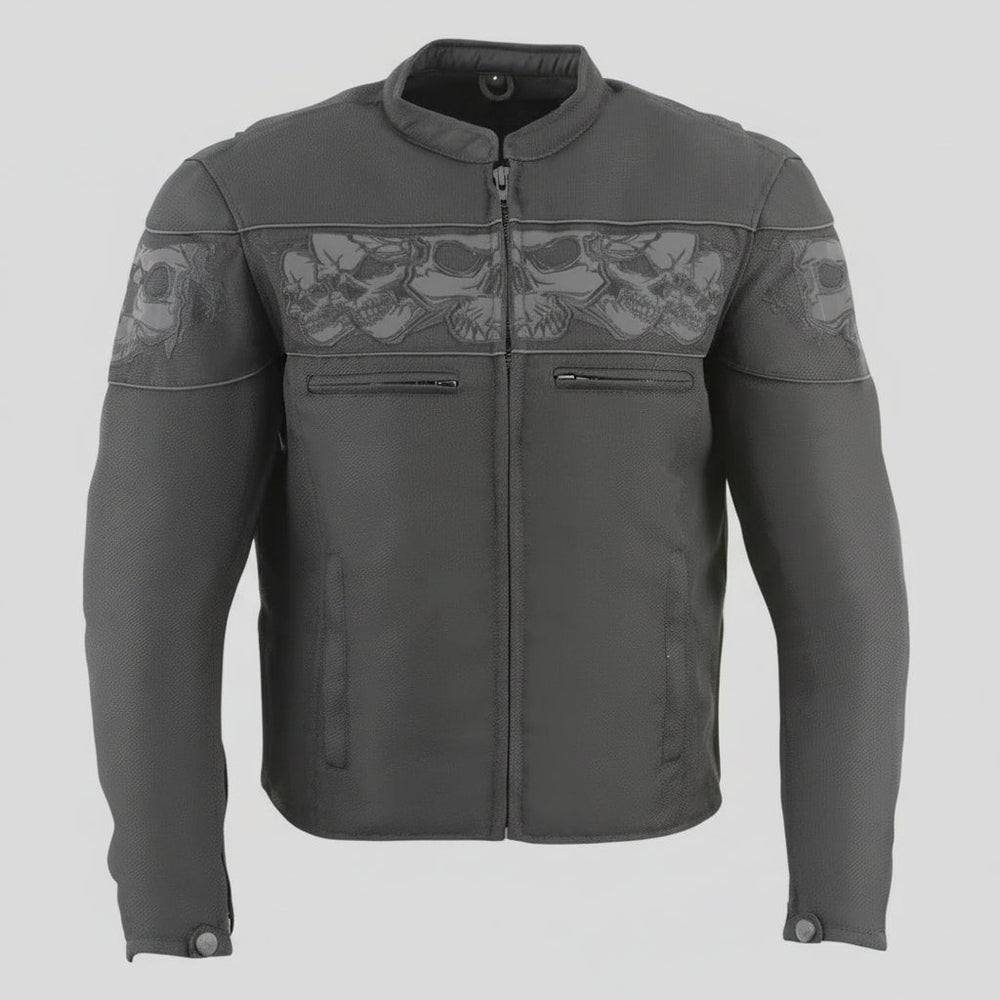 Open Road Men's Reflective Skull Cordura Motorcycle Jacket