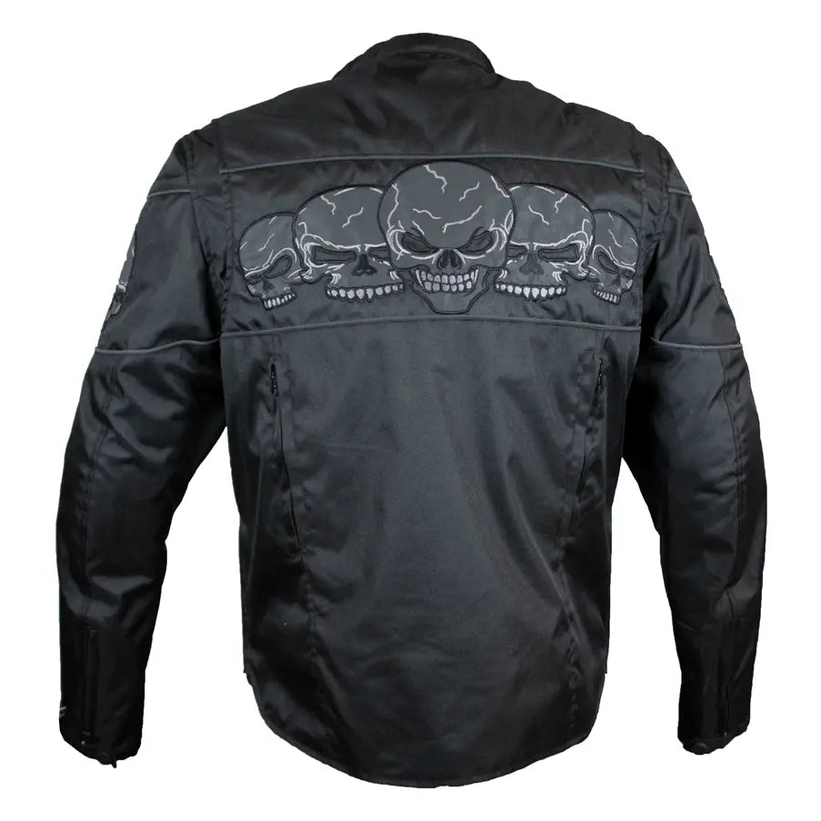 Open Road Men's Reflective Skull Textile Motorcycle Jacket EX-STOCK Canada