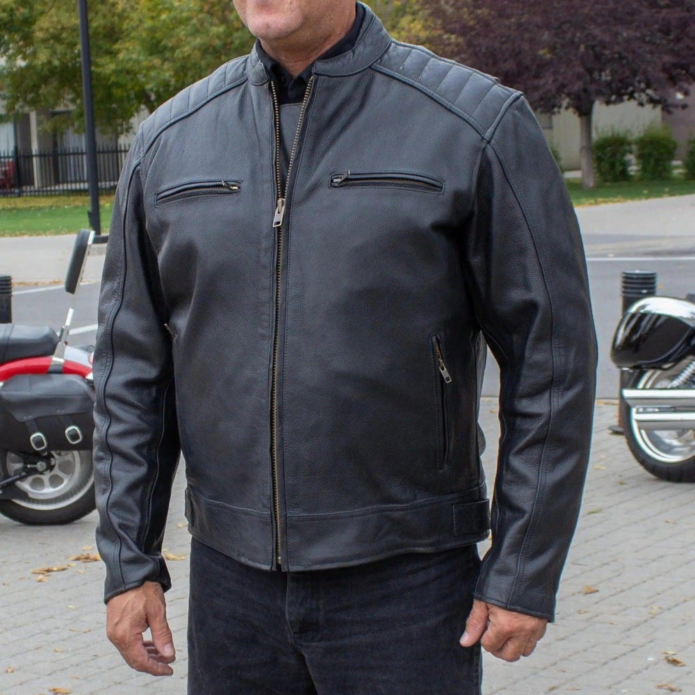 Giacca da Moto in Pelle con Imbottitura a Costine da Uomo Open RoadEX-STOCK Canada