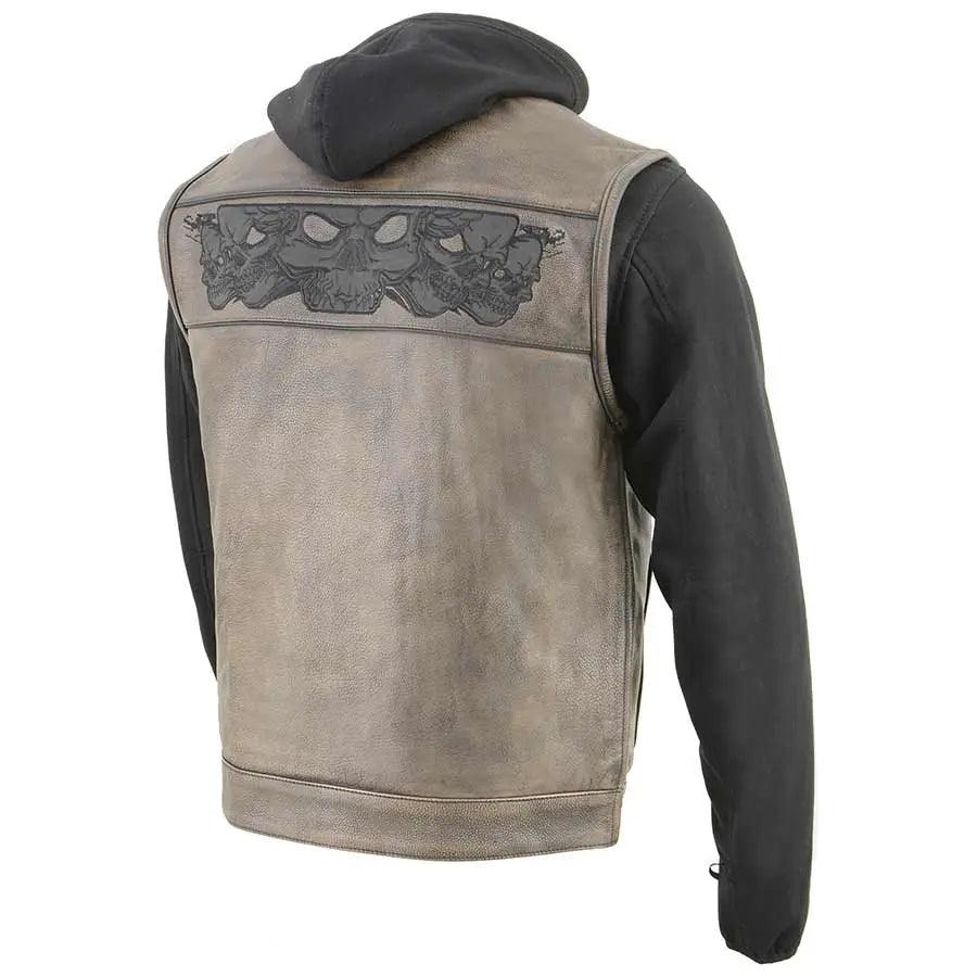 Chaleco de cuero con capucha y calavera para hombre Open RoadEX-STOCK Canada