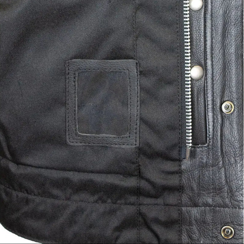 Open Road Men's Upside Leather with Black Stitched Diamonds Vest