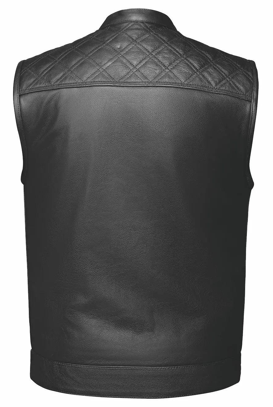 Gilet en cuir Upside pour hommes Open Road avec diamants cousus noirsEX-STOCK Canada