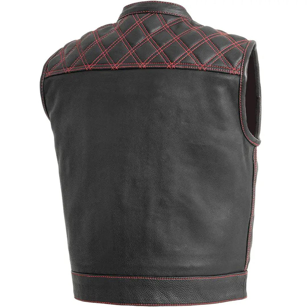 Gilet da uomo Open Road Upside in pelle con diamanti cuciti rossiEX-STOCK Canada