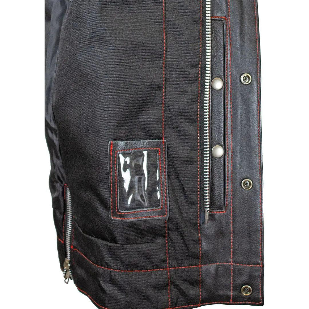 Gilet da uomo Open Road Upside in pelle con diamanti cuciti rossiEX-STOCK Canada