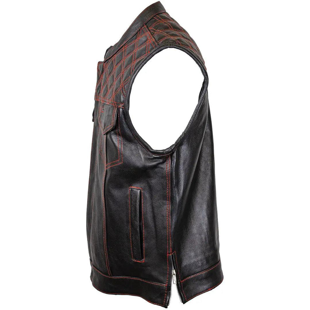 Gilet da uomo Open Road Upside in pelle con diamanti cuciti rossiEX-STOCK Canada