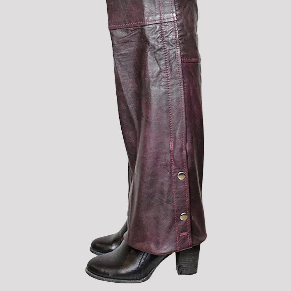 Open Road Damen Dunkellila Waschung Leder Chaps