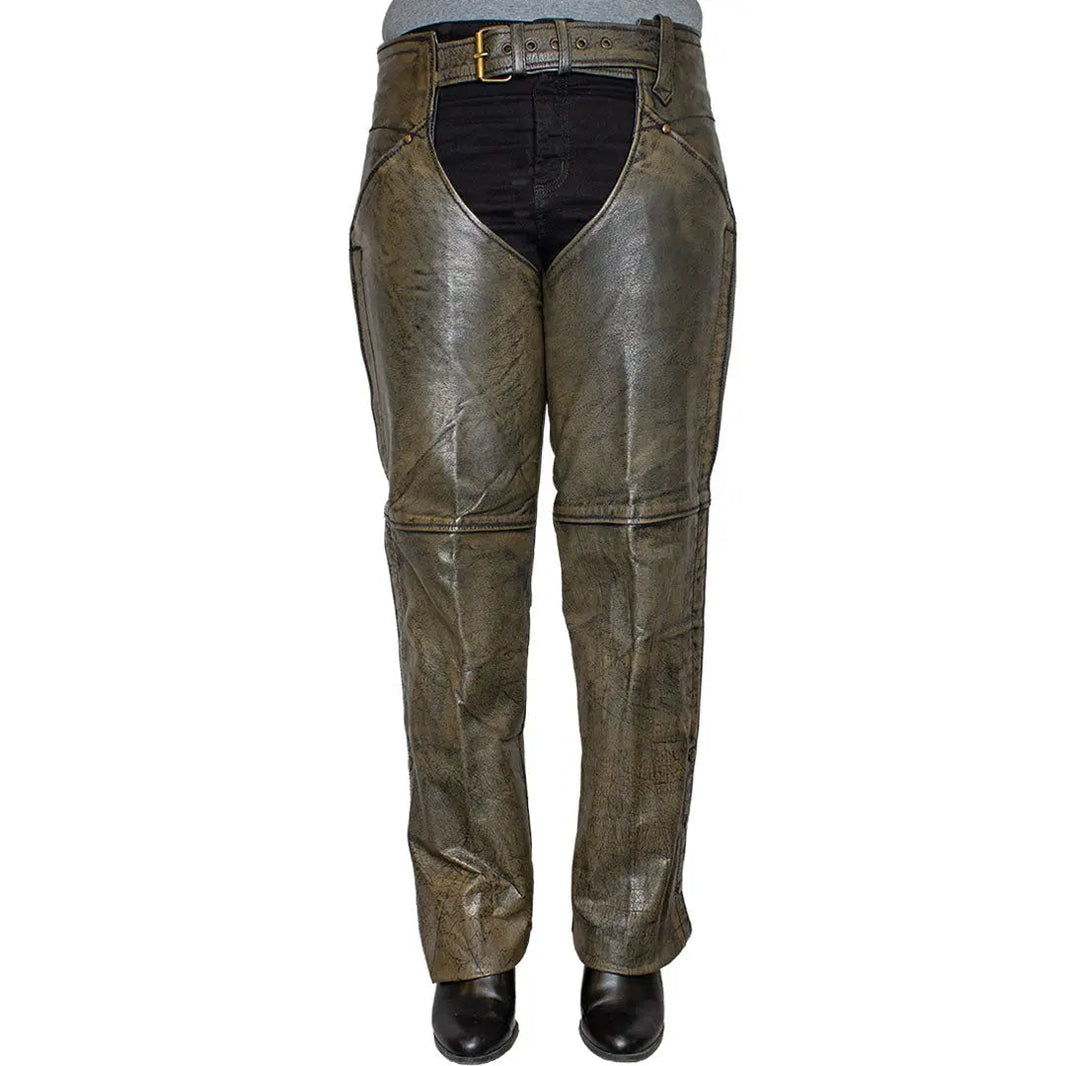 Open Road Women's Distressed Brown Leather Chaps EX-STOCK Canada