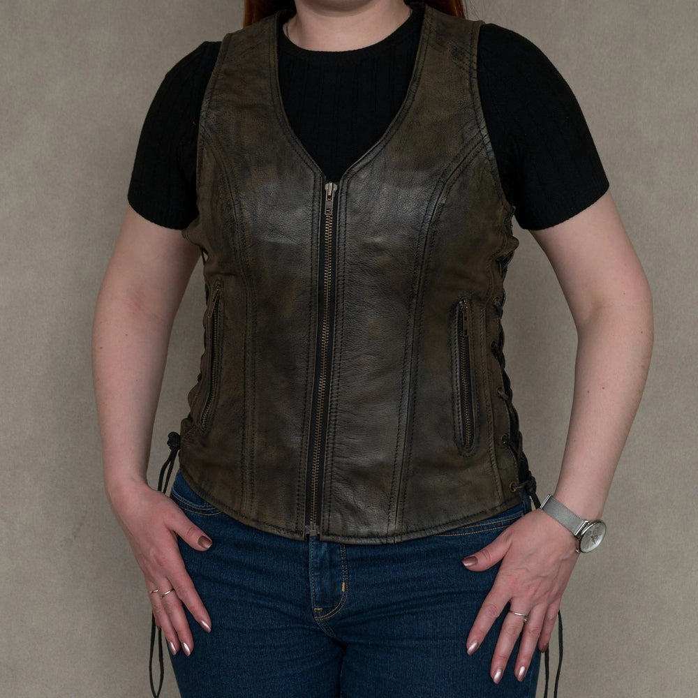 Open Road Women's Distressed Brown Vest EX-STOCK Canada