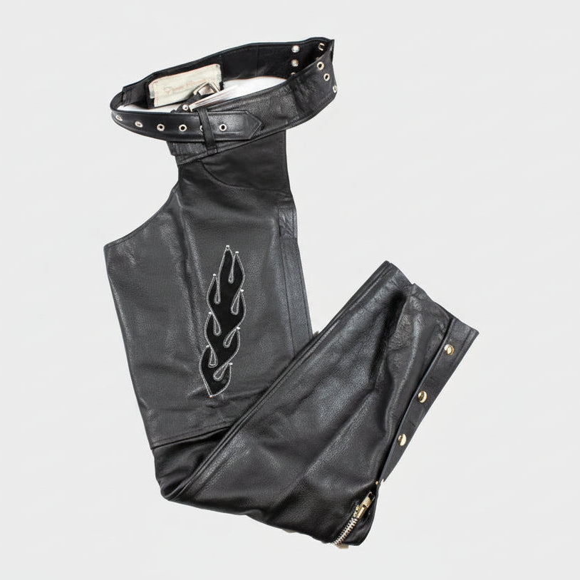 Open Road Damen Flame Inlay Premium Leder Chaps