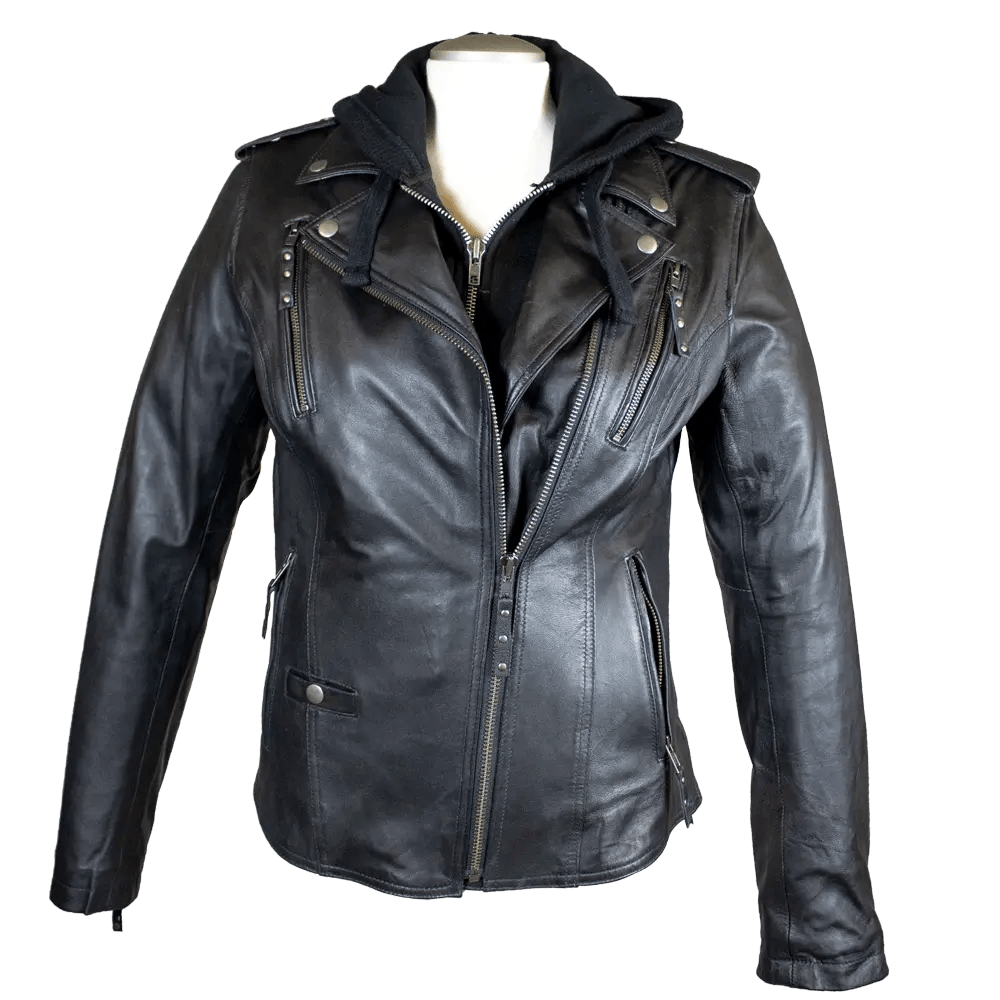 Giacca da Moto Classica in Pelle con Cappuccio da Donna Open RoadEX-STOCK Canada