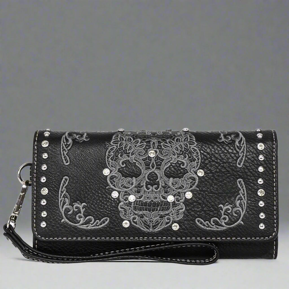 Open Road Women's Sugar Skull Faux Leather Trifold Wallet EX-STOCK Canada