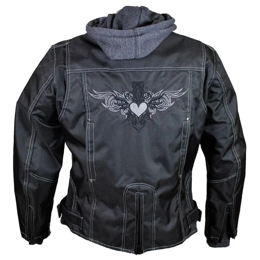 Veste de moto en textile réfléchissant Open Road pour femmes avec capuche zippable amovibleEX-STOCK Canada