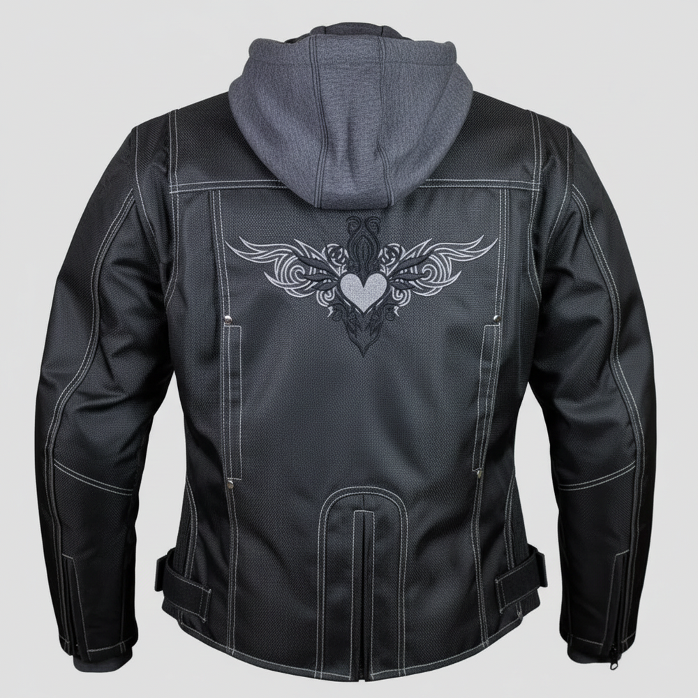 Chaqueta de Motociclista de Textil Reflectante con Capucha Desmontable para Mujer Open Road