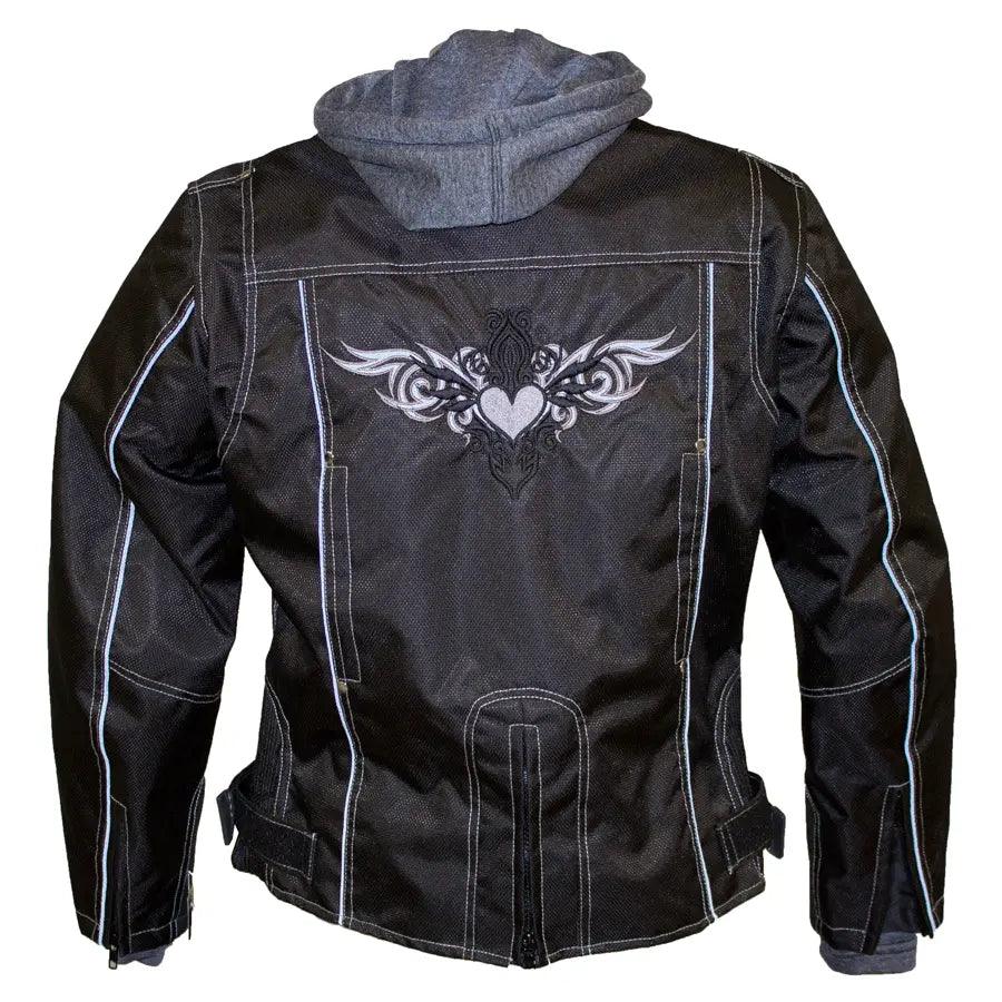 Veste de moto en textile réfléchissant Open Road pour femmes avec capuche zippable amovibleEX-STOCK Canada