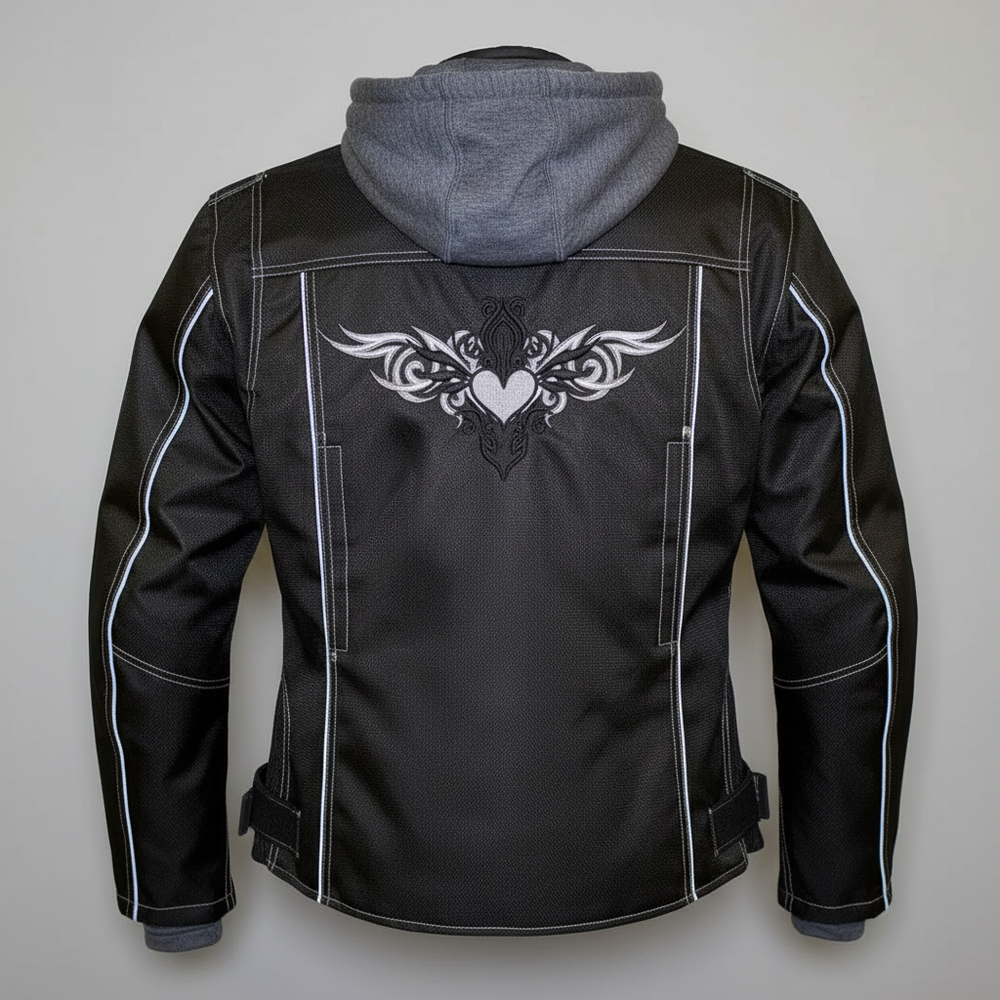 Chaqueta de Motociclista de Textil Reflectante con Capucha Desmontable para Mujer Open Road